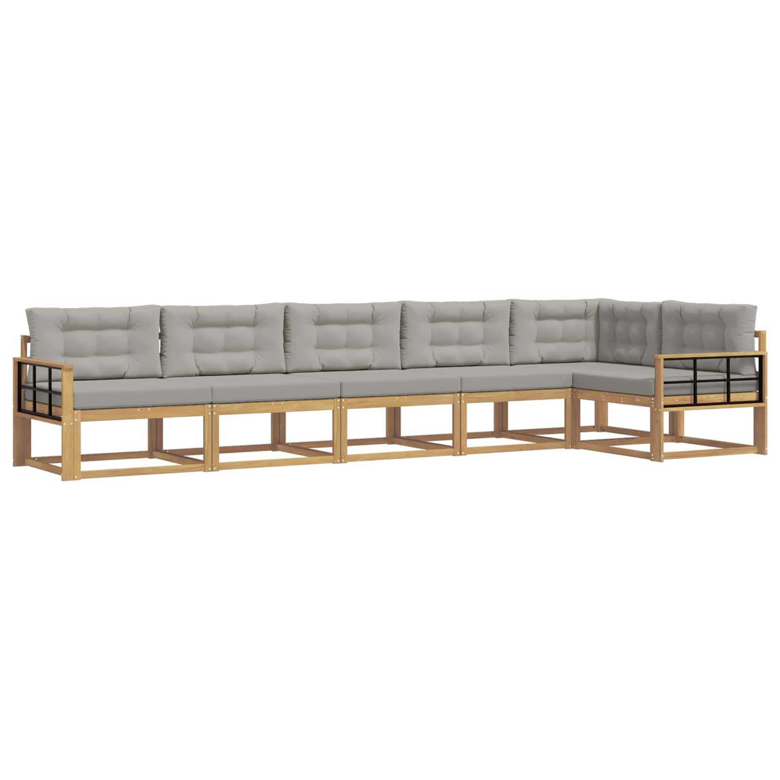 Outdoor-Sofagarnitur 4 pcs Weiß und Hellgrau Polyester