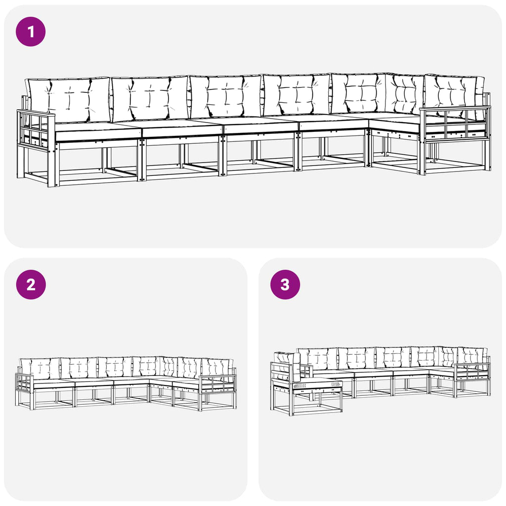 Outdoor-Sofagarnitur 4 pcs Weiß und Anthrazit Polyester