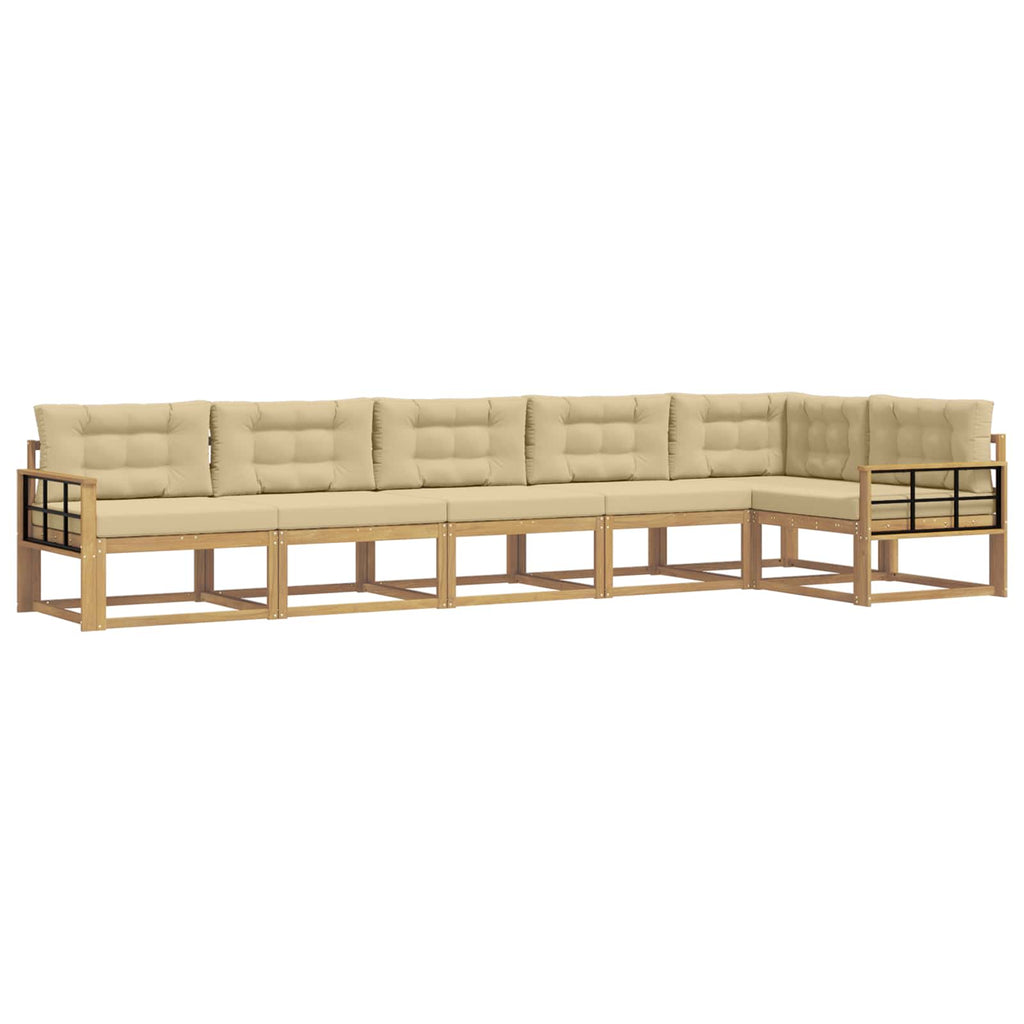 Outdoor-Sofagarnitur mit Kissen 4 pcs Weiß und Beige Polyester