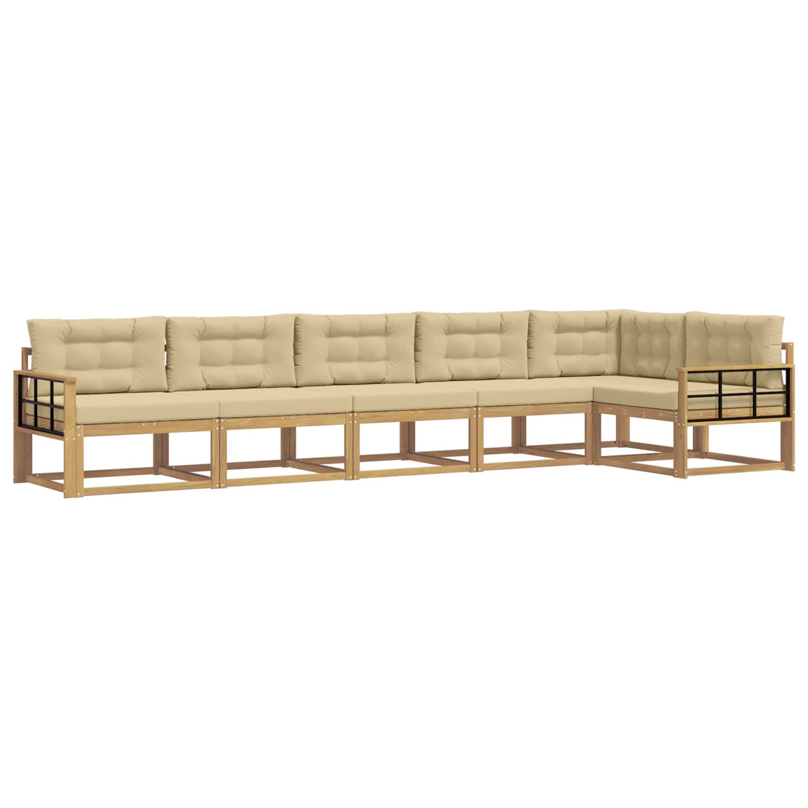 Outdoor-Sofagarnitur mit Kissen 4 pcs Weiß und Beige Polyester