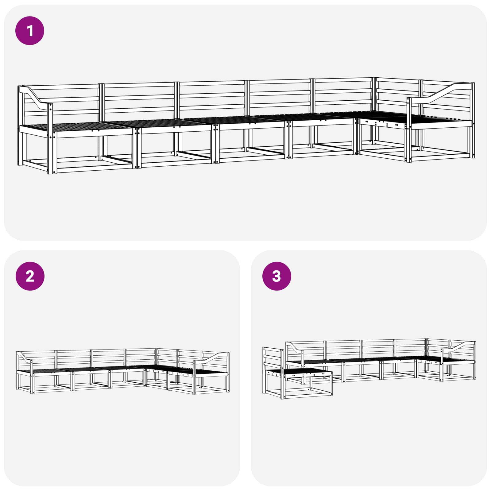 Outdoor-Sofagarnitur 6 pcs Weiß 404 x 166,5 x 73 cm