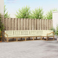 Outdoor-Sofagarnitur mit Kissen 4 pcs Weiß und Creme Polyester
