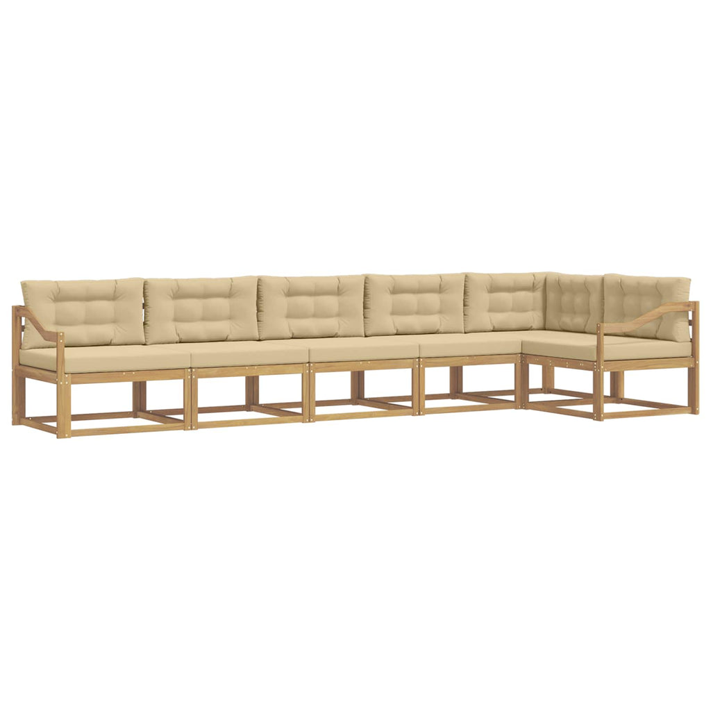 Outdoor-Sofagarnitur mit Kissen 4 pcs Weiß und Beige Polyester