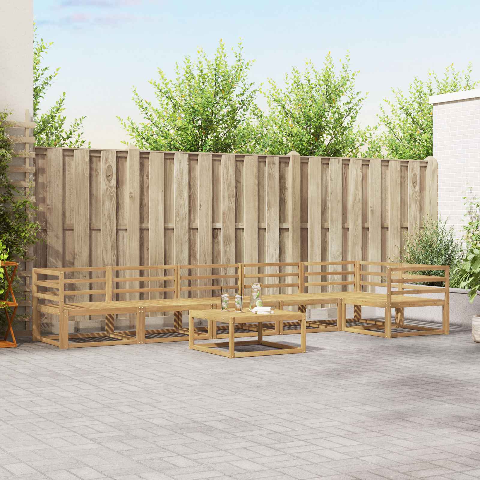 Outdoor-Sofagarnitur 7 pcs Weiß 79 x 79 x 37 cm