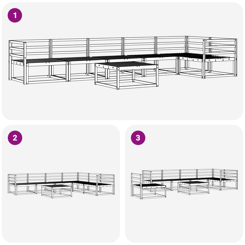 Outdoor-Sofagarnitur 7 pcs Weiß 79 x 79 x 37 cm