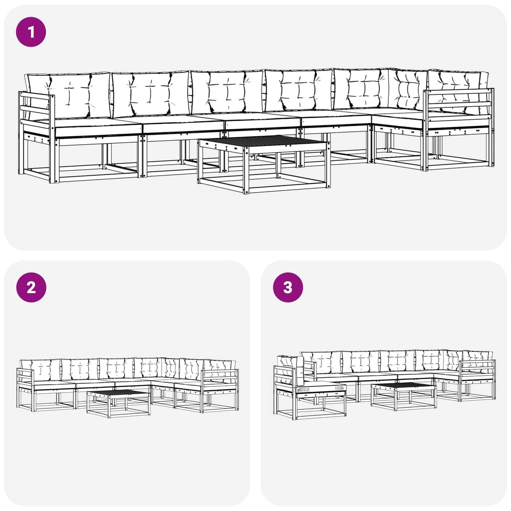 Outdoor-Sofagarnitur 7 pcs Weiß und Hellgrau 79 x 79 x 37 cm