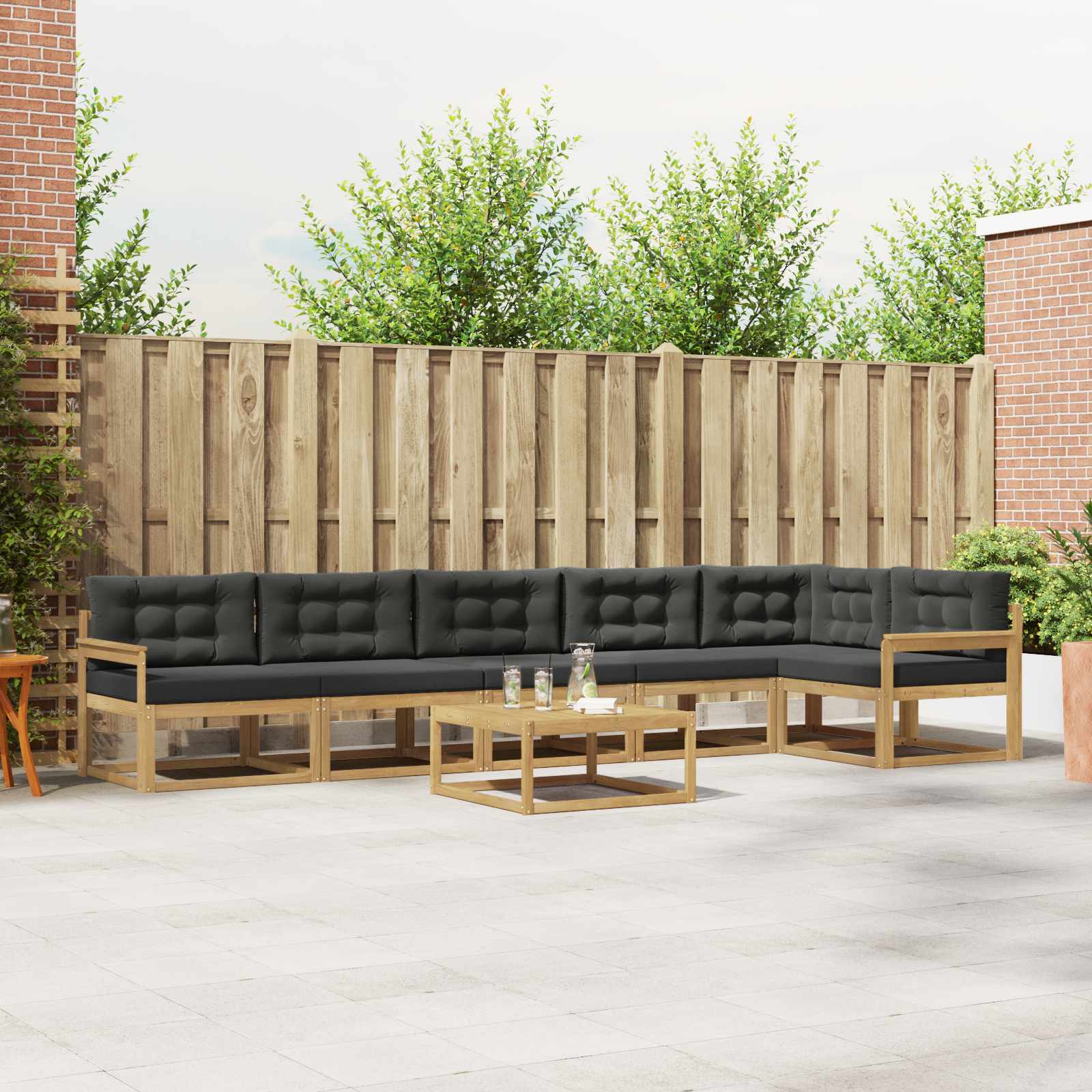 Outdoor-Sofagarnitur 7 pcs Weiß und Anthrazit 79 x 79 x 37 cm