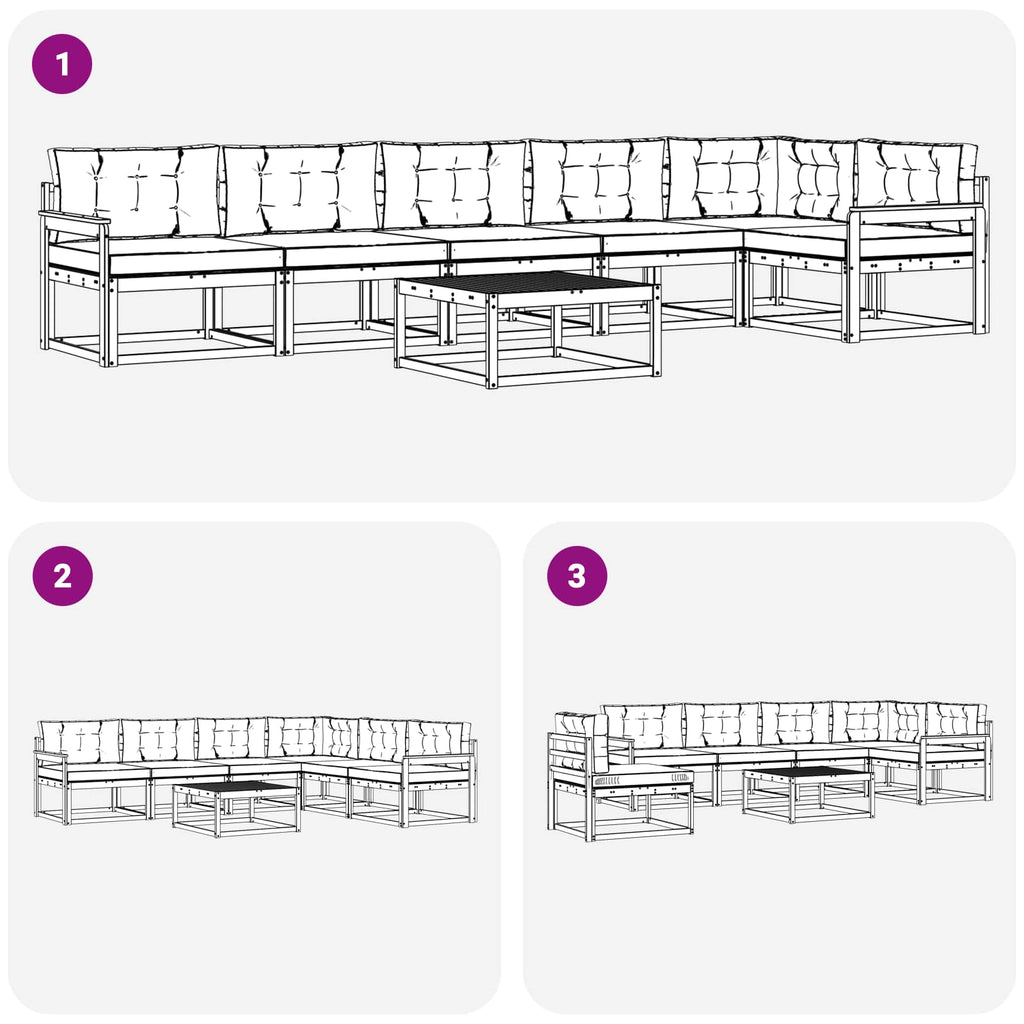 Outdoor-Sofagarnitur 7 pcs Weiß und Beige 79 x 79 x 37 cm