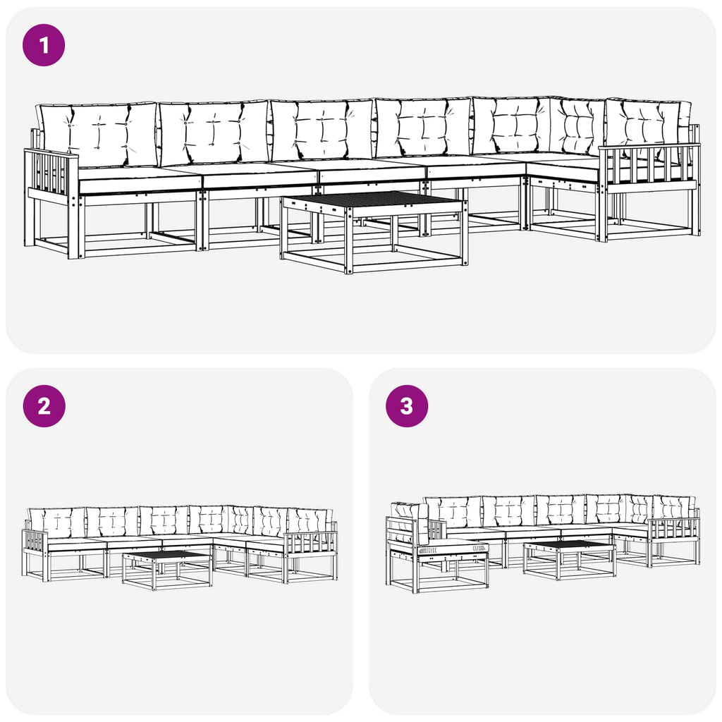 Outdoor-Sofagarnitur 7 pcs Weiß und Creme 79 x 79 x 37 cm