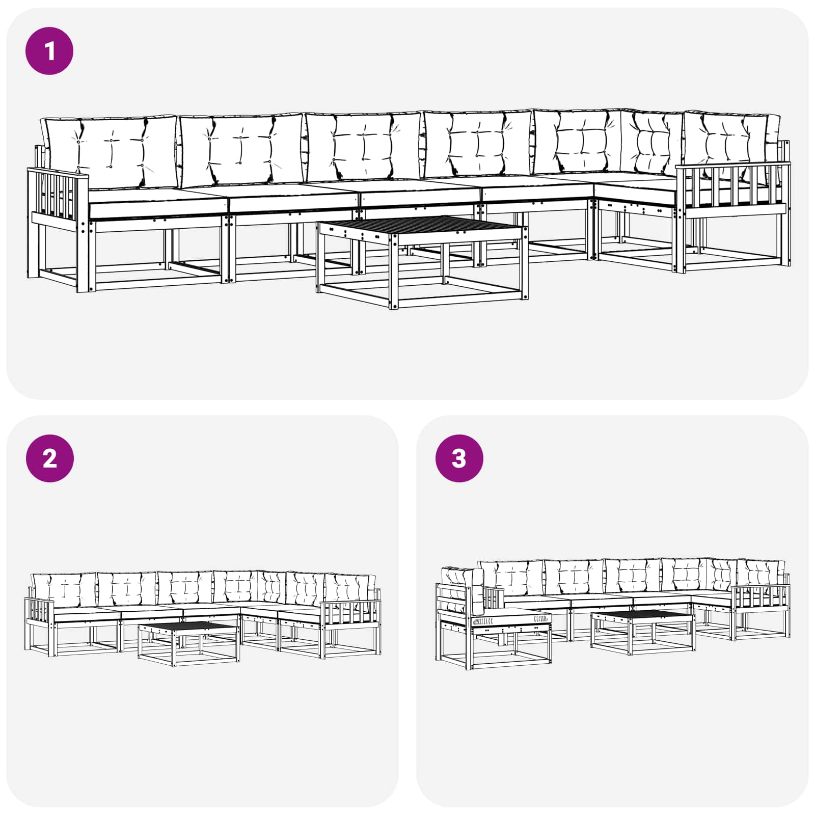Outdoor-Sofagarnitur 7 pcs Weiß und Beige 79 x 79 x 37 cm