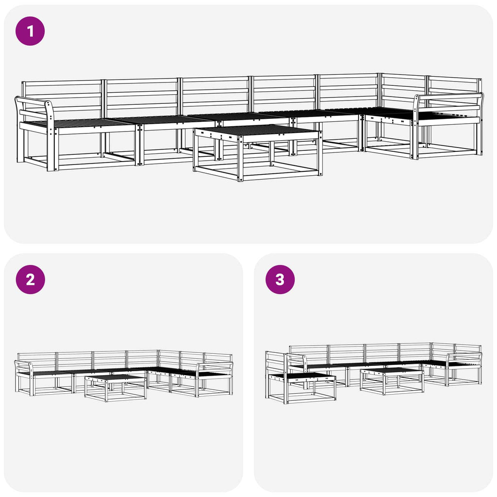 Outdoor-Sofagarnitur 7 pcs Weiß 79 x 79 x 37 cm