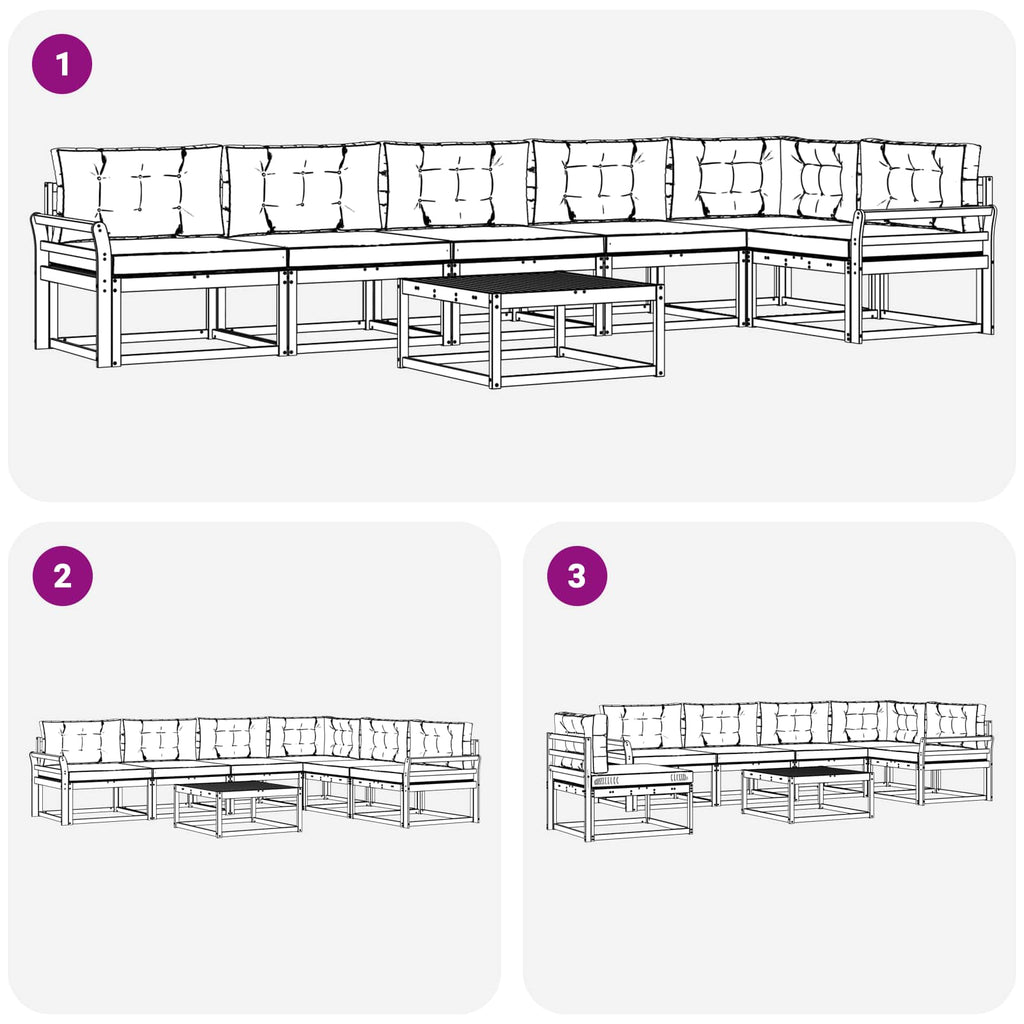 Outdoor-Sofagarnitur 7 pcs Weiß und Creme 79 x 79 x 37 cm