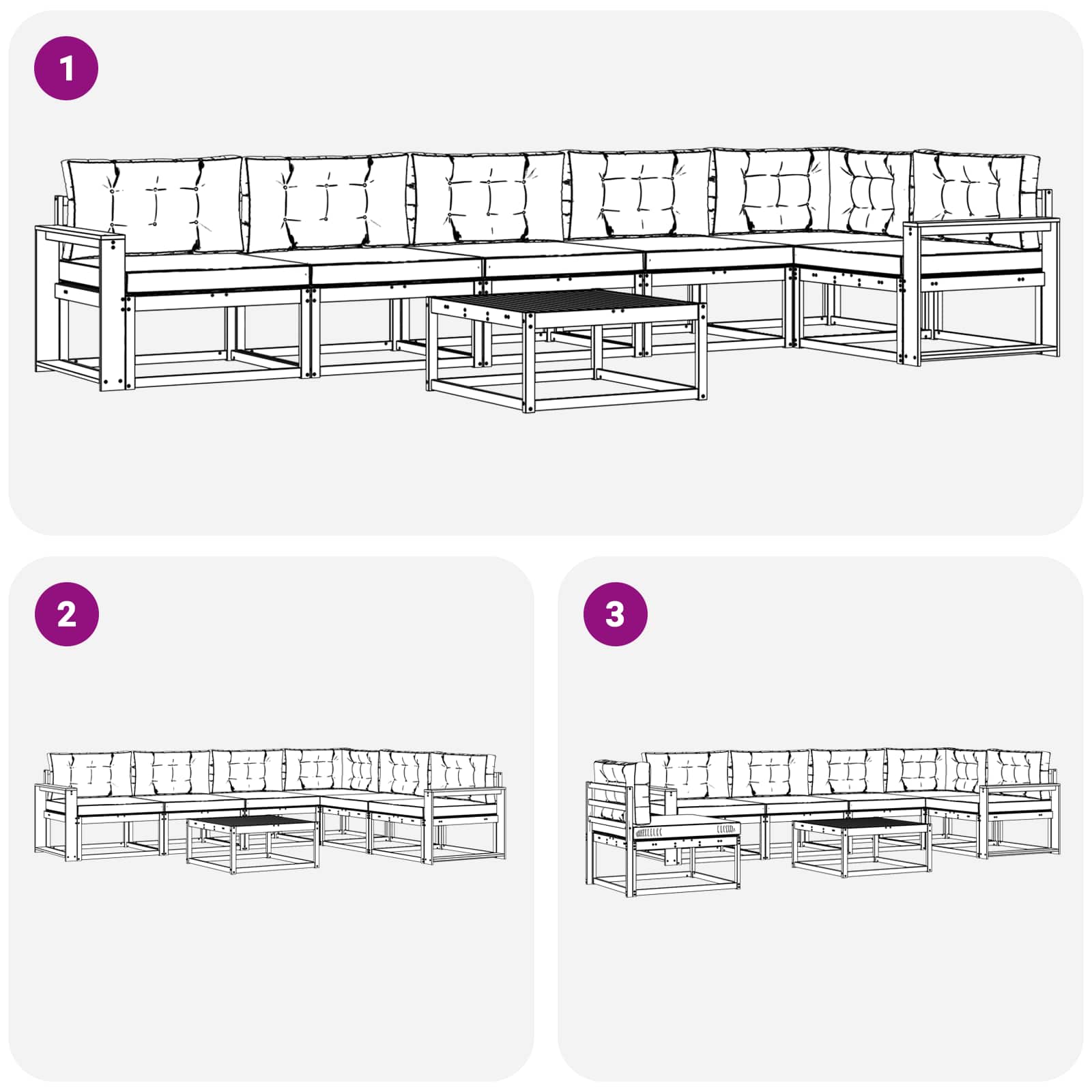 Outdoor-Sofagarnitur 7 pcs Weiß und Creme 79 x 79 x 37 cm