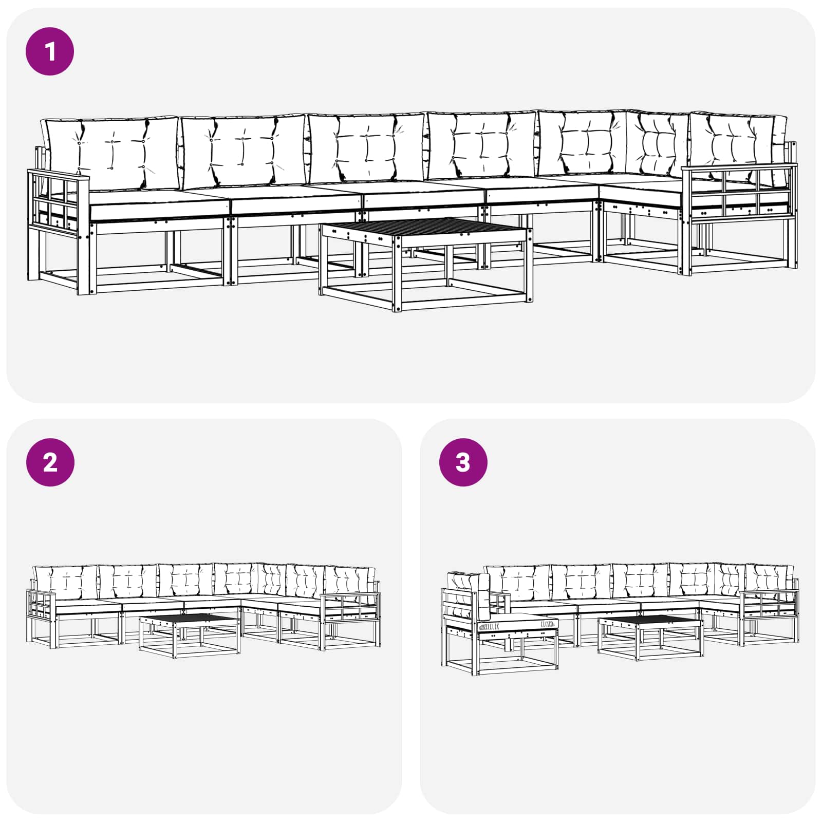 Outdoor-Sofagarnitur 7 pcs Weiß und Beige 79 x 79 x 37 cm