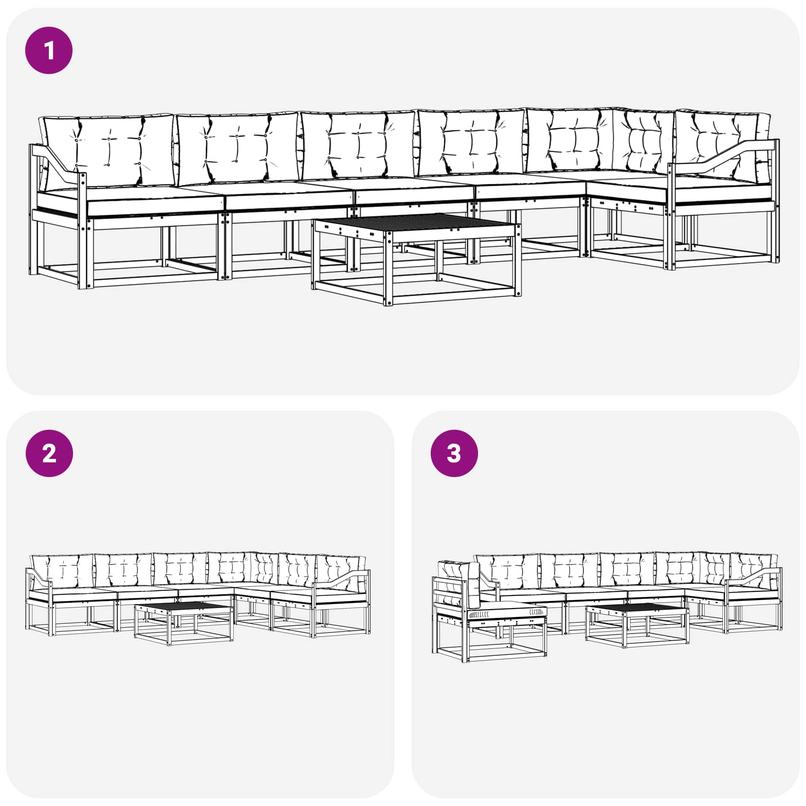 Outdoor-Sofagarnitur 7 pcs Weiß und Beige 79 x 79 x 37 cm