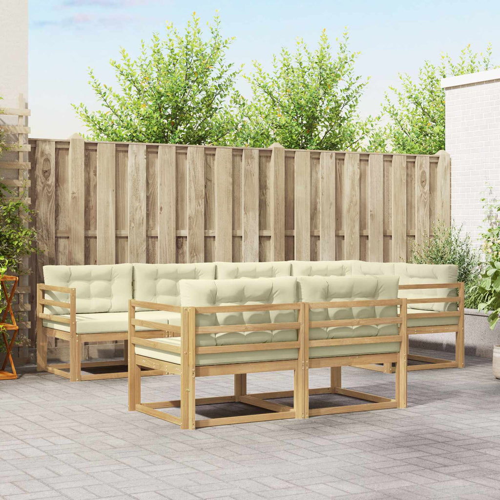 Outdoor-Sofagarnitur mit Kissen 6 pcs Weiß und Creme Polyester