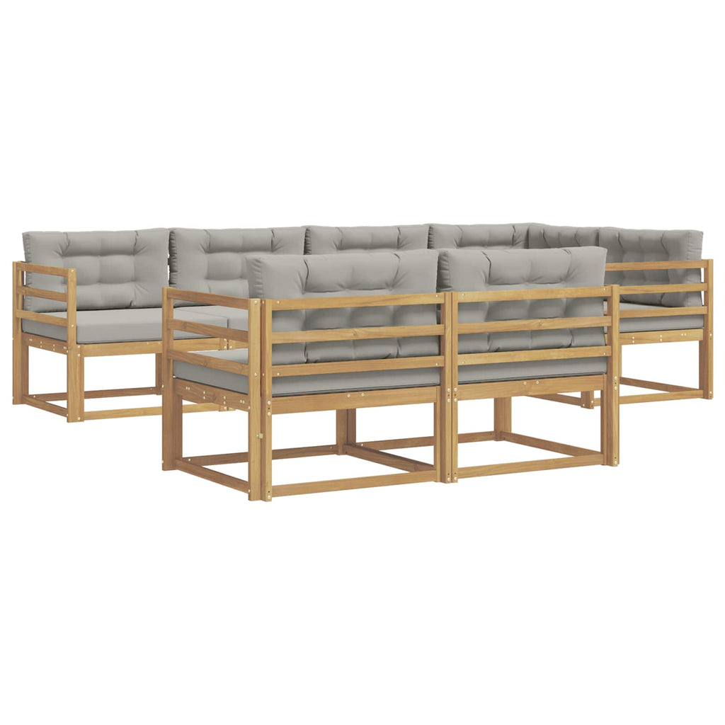 Outdoor-Sofagarnitur 6 pcs Weiß und Hellgrau Polyester