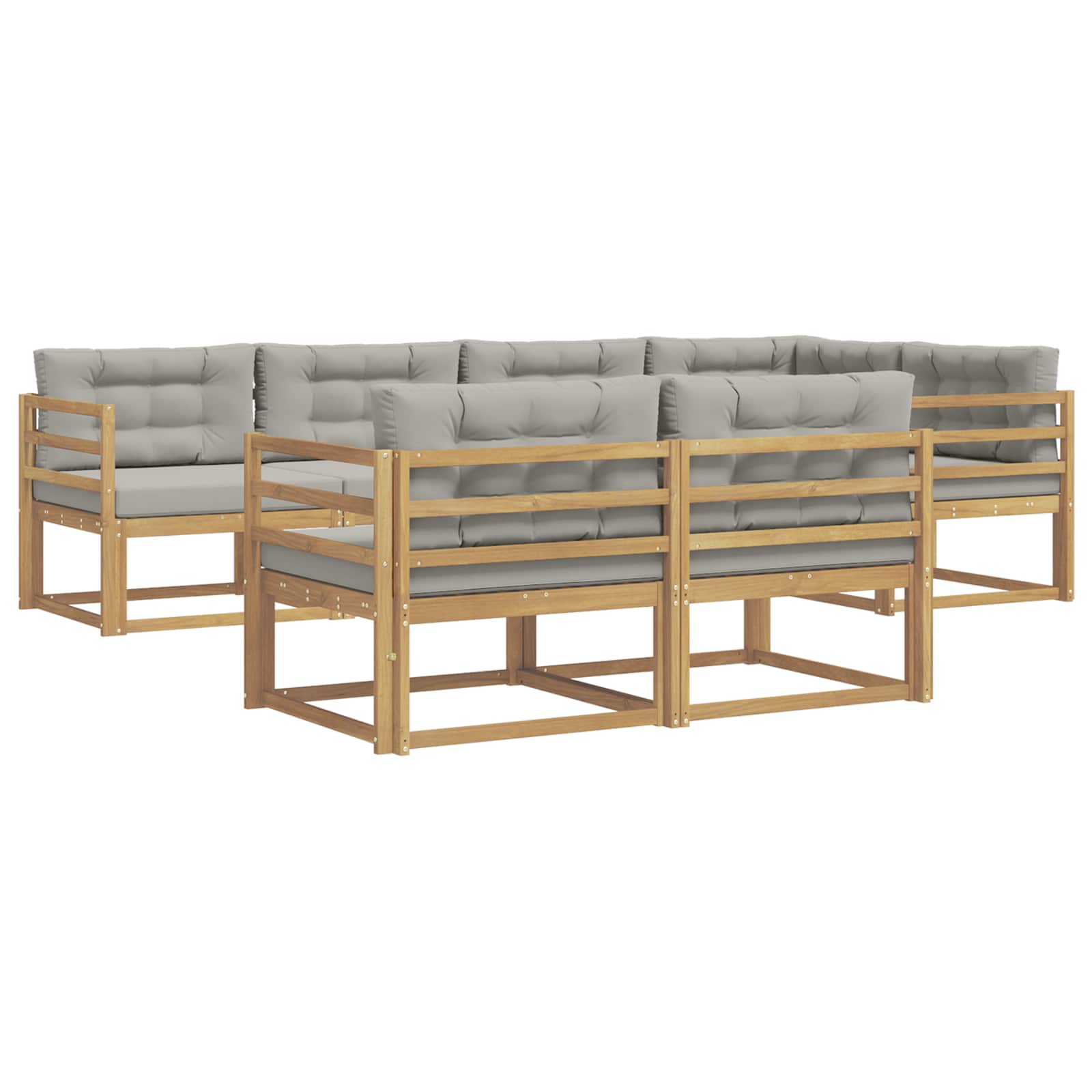 Outdoor-Sofagarnitur 6 pcs Weiß und Hellgrau Polyester