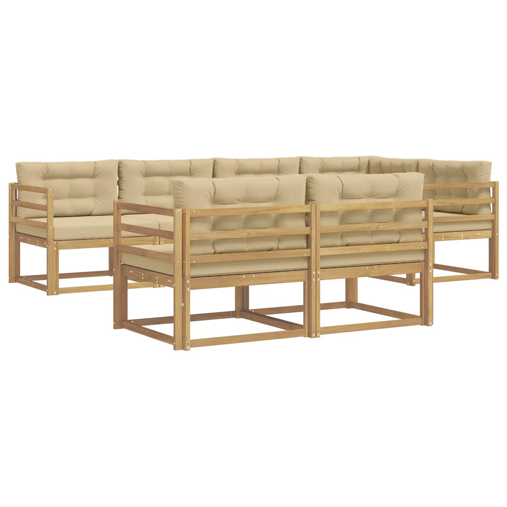 Outdoor-Sofagarnitur mit Kissen 6 pcs Weiß und Beige Polyester