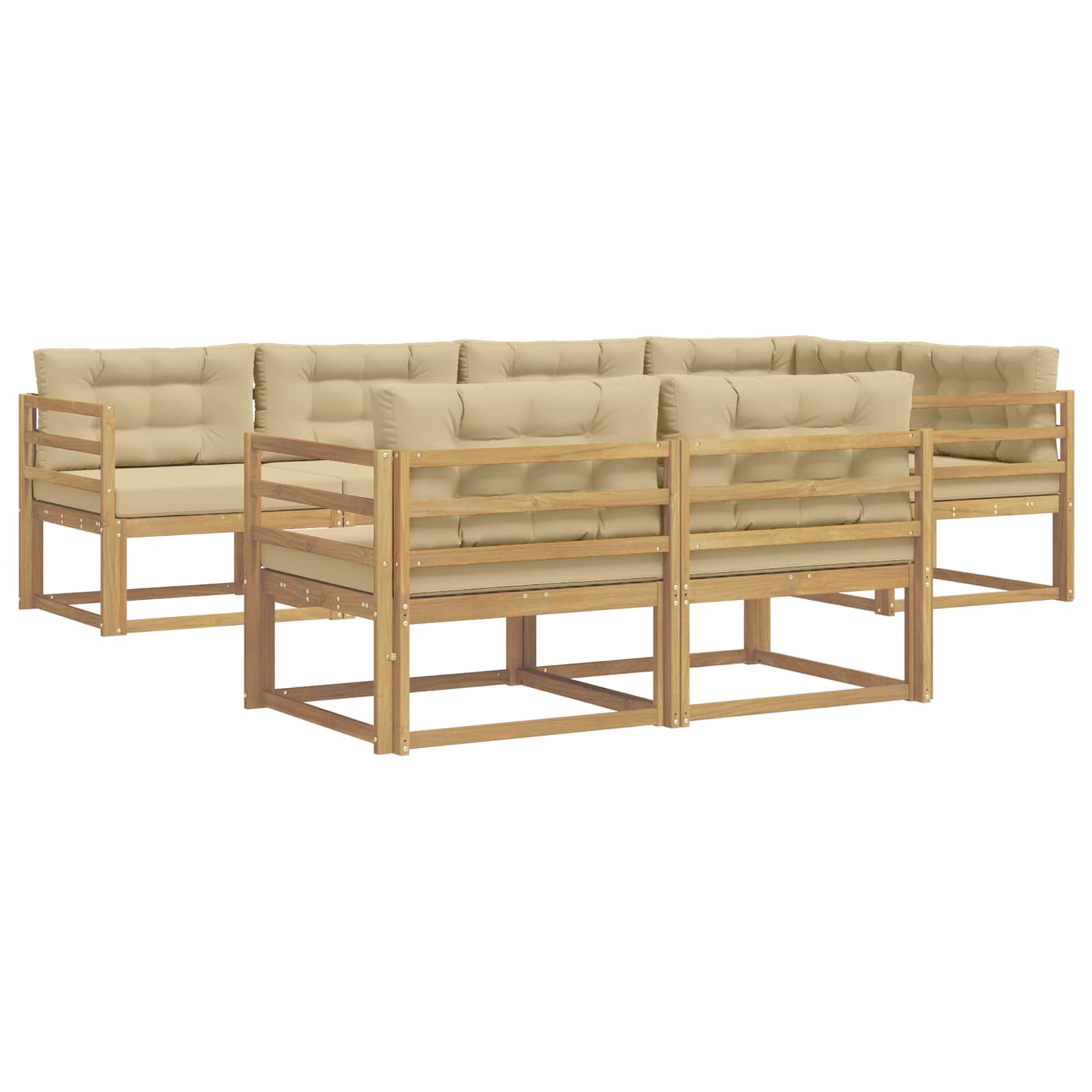 Outdoor-Sofagarnitur mit Kissen 6 pcs Weiß und Beige Polyester