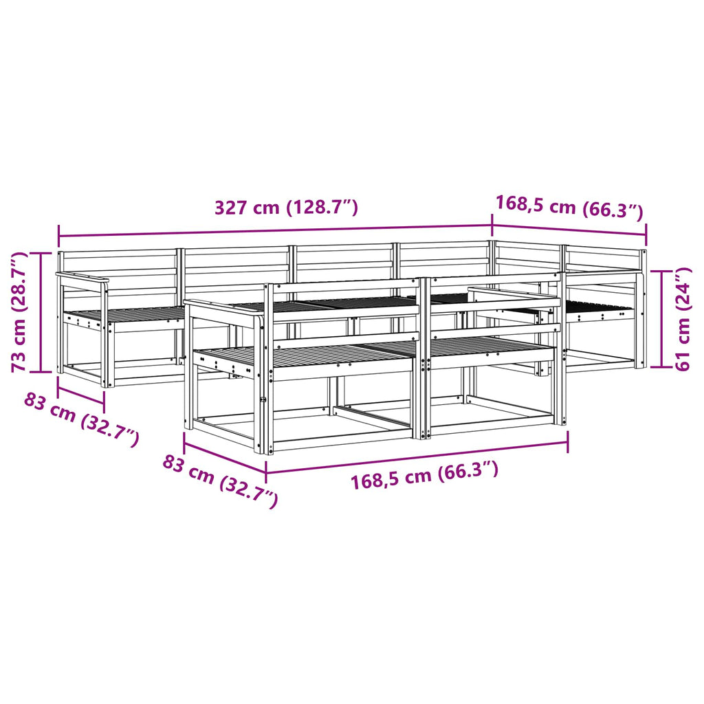 Outdoor-Sofagarnitur 8 pcs Weiß 327 x 168,5 x 73 cm