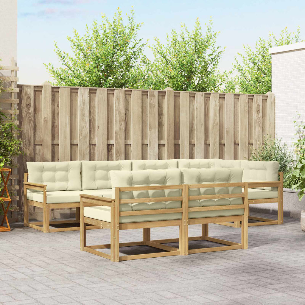 Outdoor-Sofagarnitur mit Kissen 6 pcs Weiß und Creme Polyester