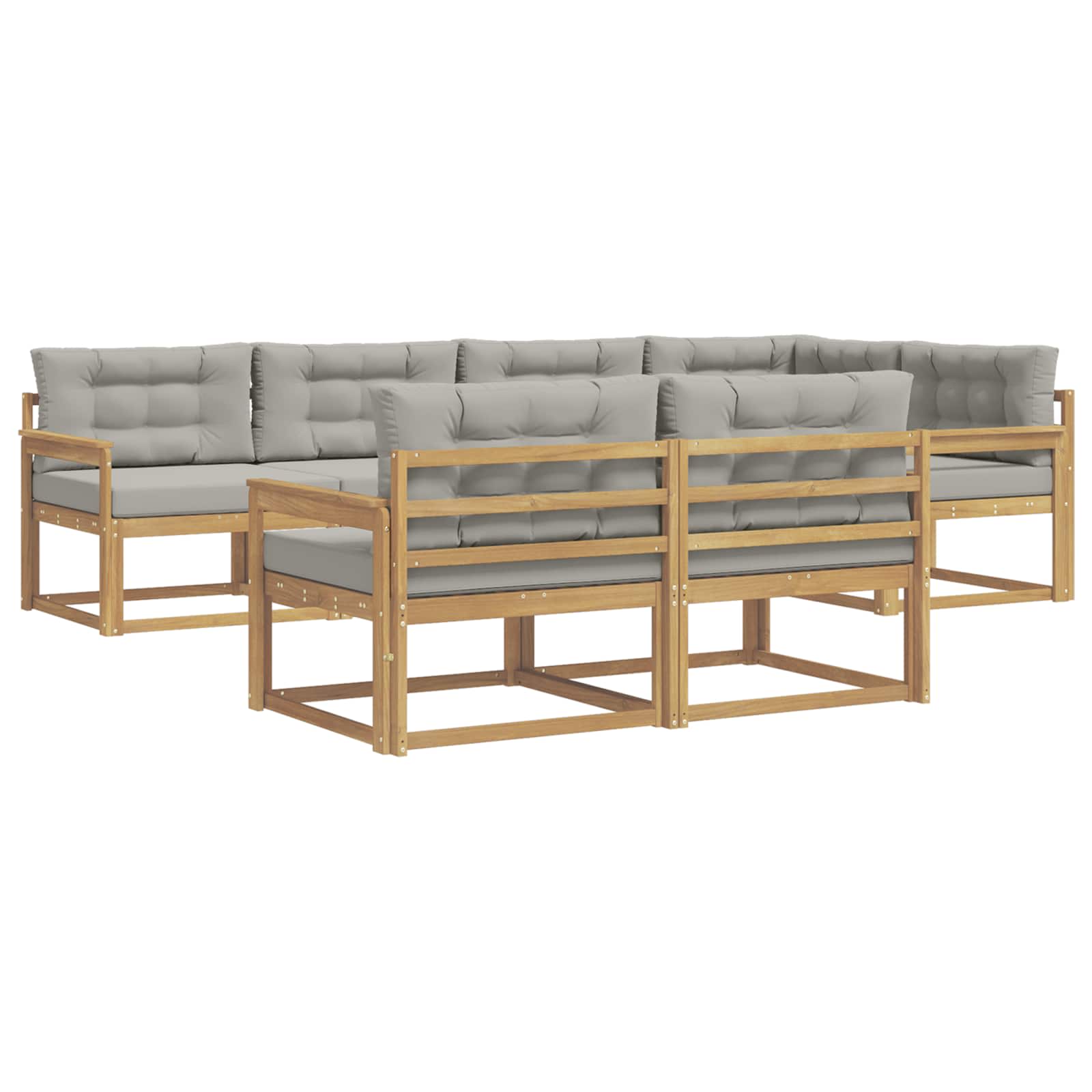 Outdoor-Sofagarnitur 6 pcs Weiß und Hellgrau Polyester