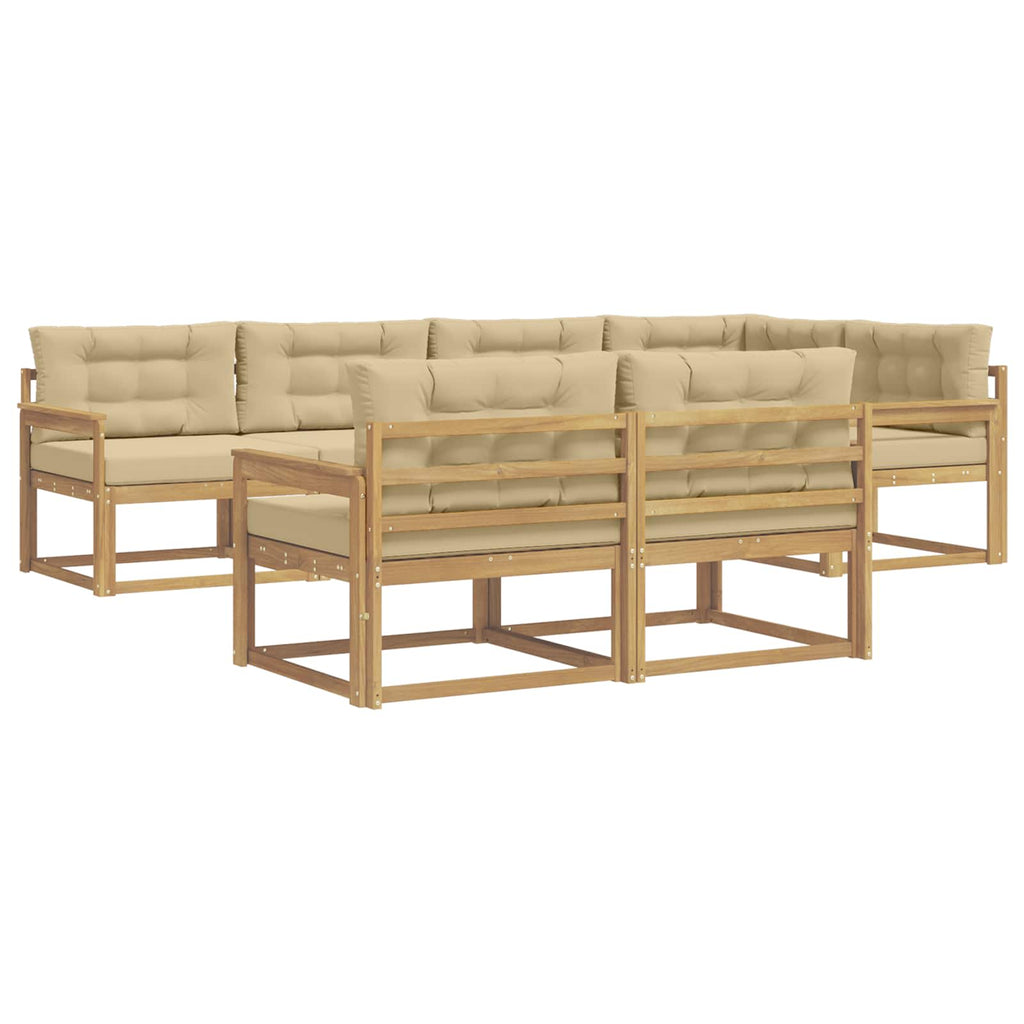 Outdoor-Sofagarnitur mit Kissen 6 pcs Weiß und Beige Polyester