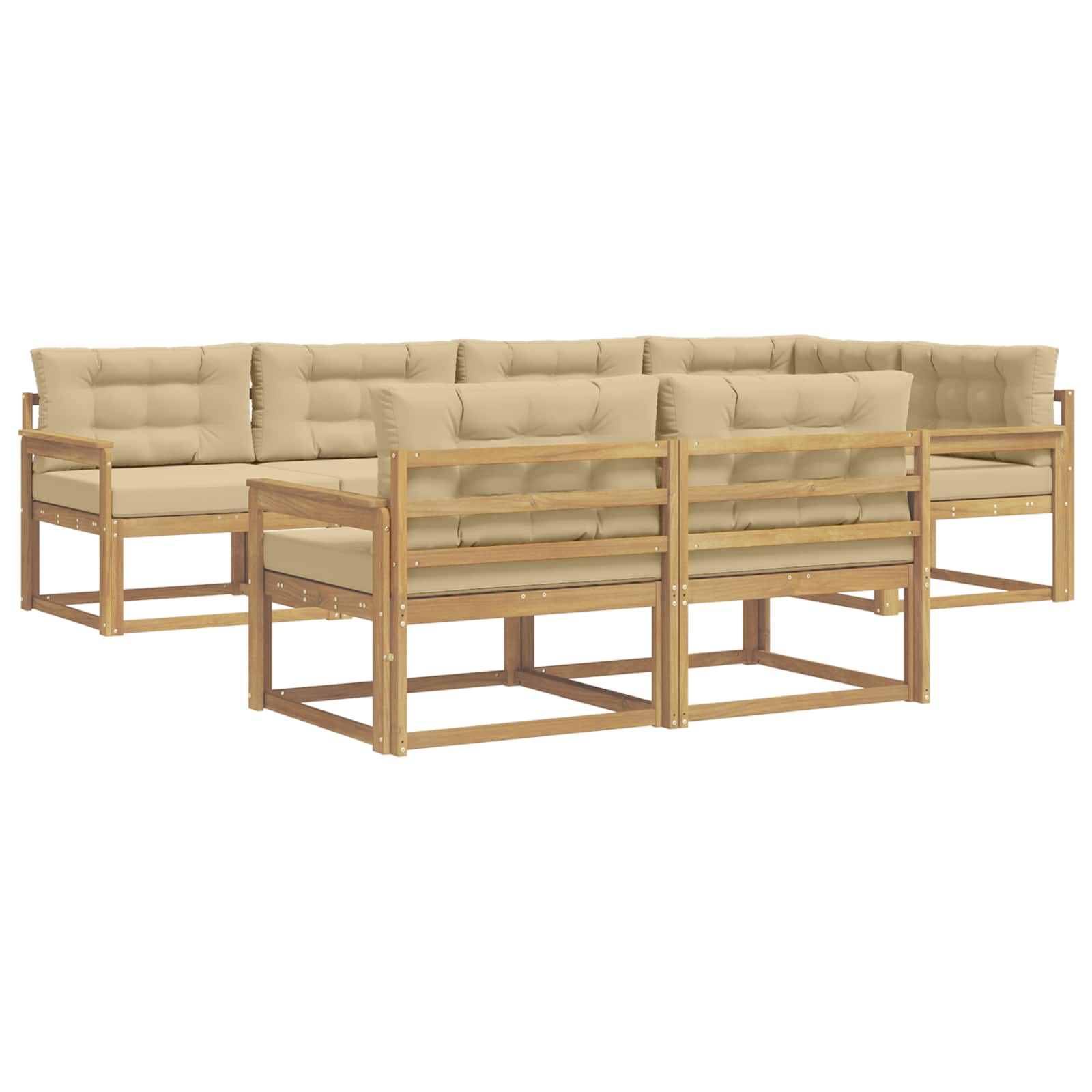 Outdoor-Sofagarnitur mit Kissen 6 pcs Weiß und Beige Polyester