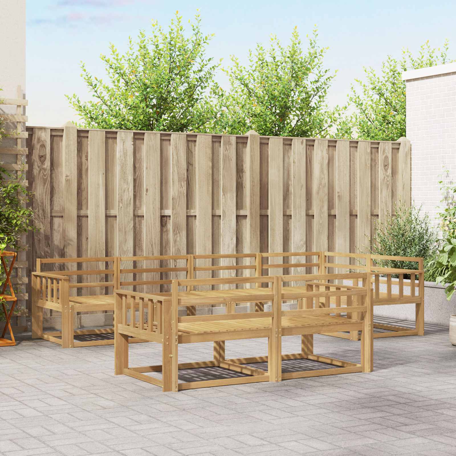 Outdoor-Sofagarnitur 8 pcs Weiß 327 x 168,5 x 73 cm