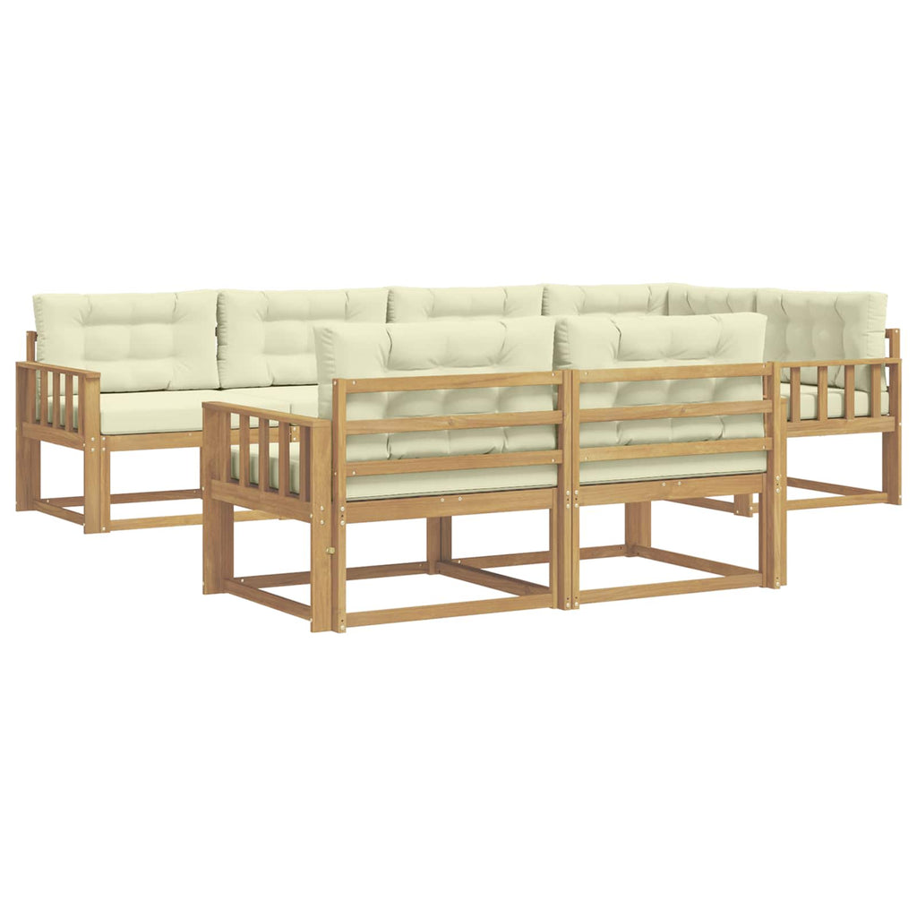 Outdoor-Sofagarnitur mit Kissen 6 pcs Weiß und Creme Polyester