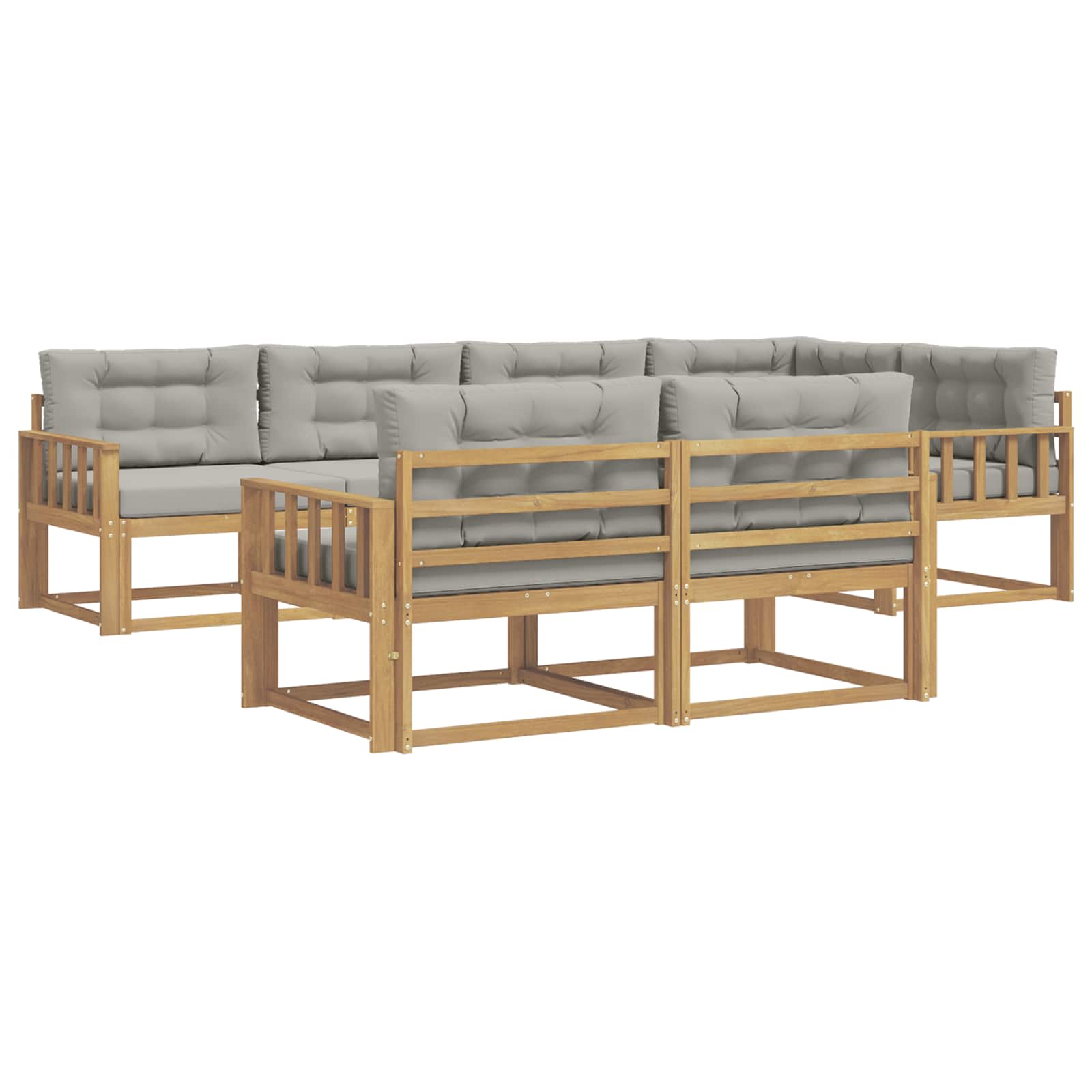Outdoor-Sofagarnitur 6 pcs Weiß und Hellgrau Polyester