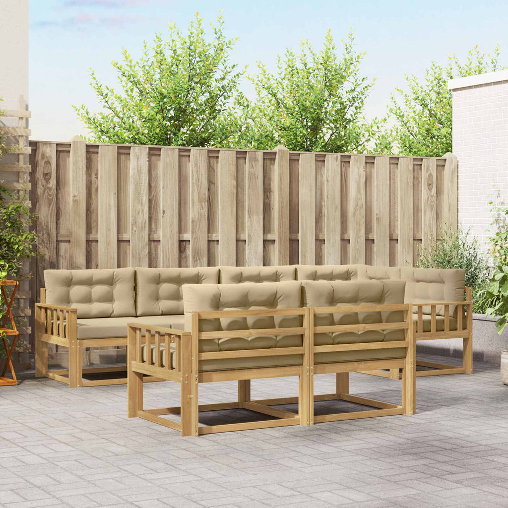 Outdoor-Sofagarnitur mit Kissen 6 pcs Weiß und Beige Polyester