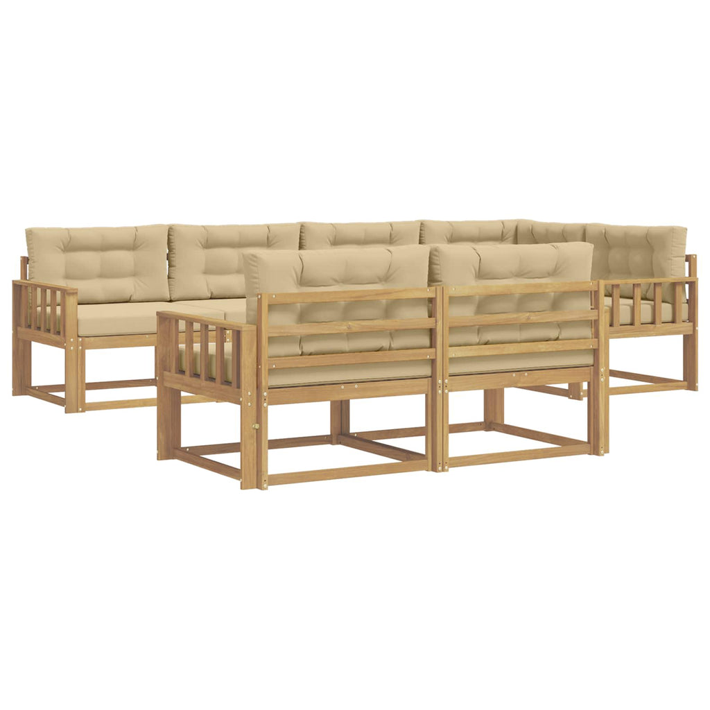 Outdoor-Sofagarnitur mit Kissen 6 pcs Weiß und Beige Polyester
