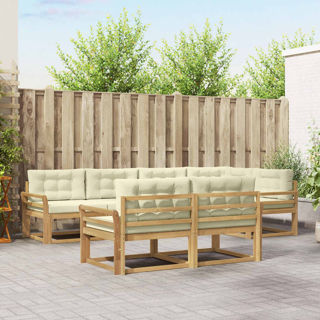 Outdoor-Sofagarnitur mit Kissen 6 pcs Weiß und Creme Polyester
