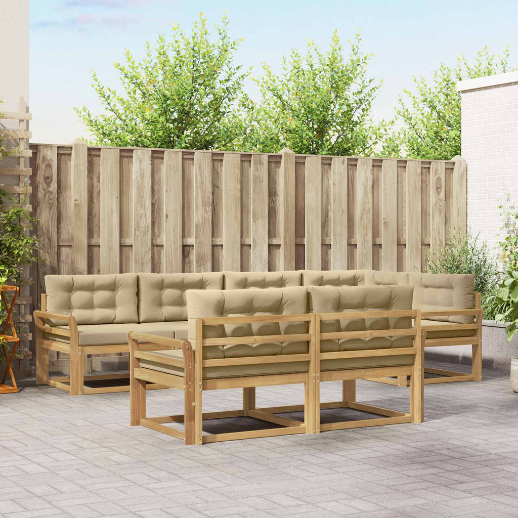 Outdoor-Sofagarnitur mit Kissen 6 pcs Weiß und Beige Polyester