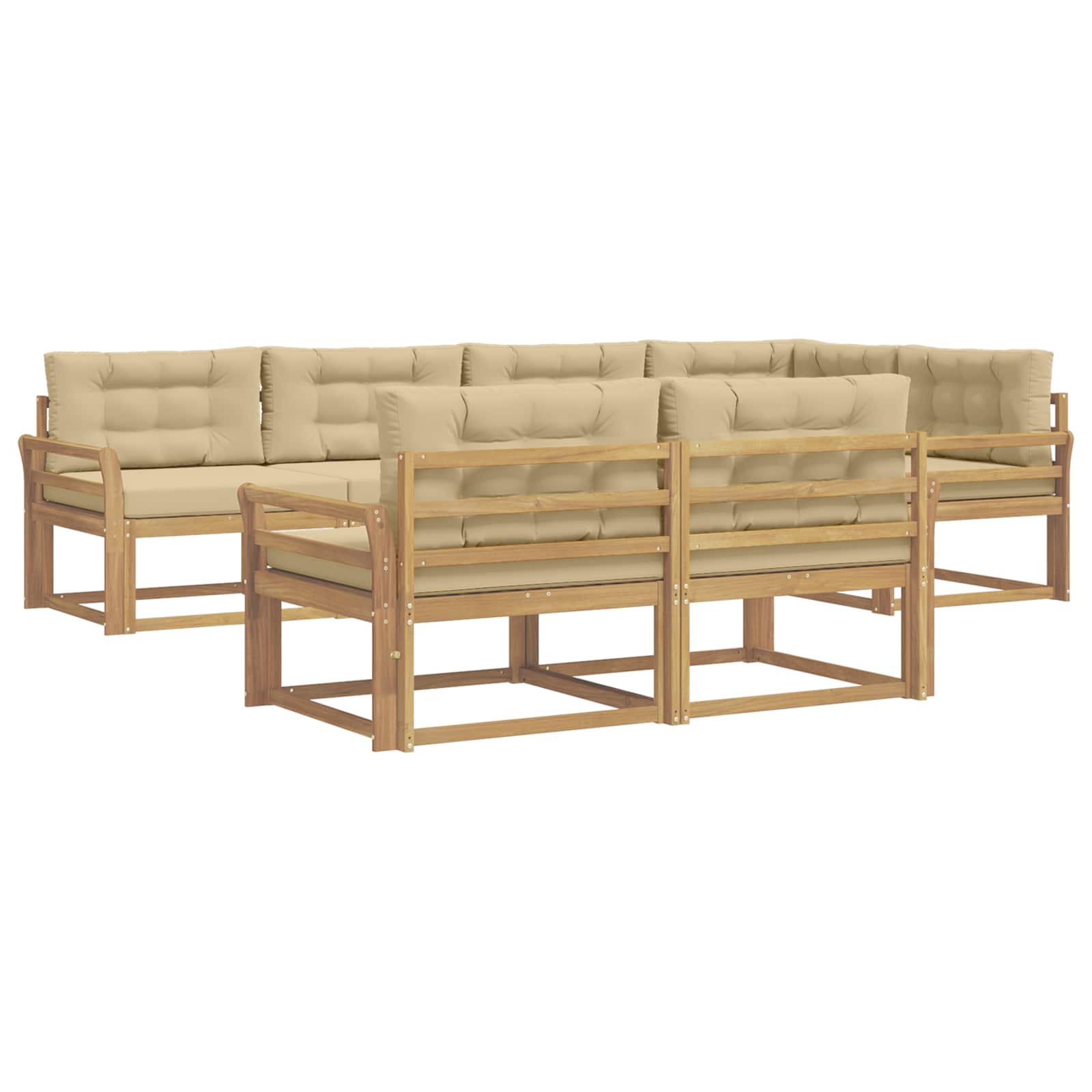Outdoor-Sofagarnitur mit Kissen 6 pcs Weiß und Beige Polyester