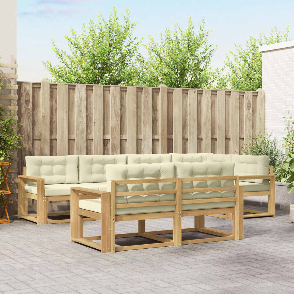 Outdoor-Sofagarnitur mit Kissen 6 pcs Weiß und Creme Polyester