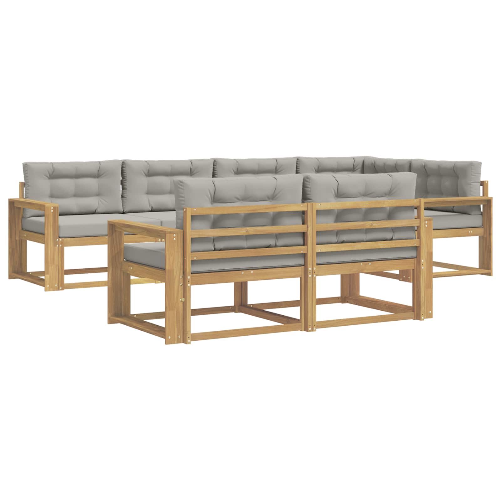 Outdoor-Sofagarnitur 6 pcs Weiß und Hellgrau Polyester