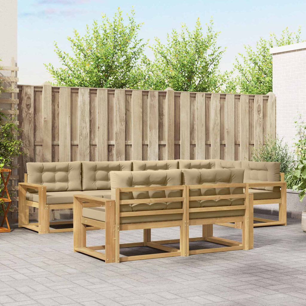 Outdoor-Sofagarnitur mit Kissen 6 pcs Weiß und Beige Polyester