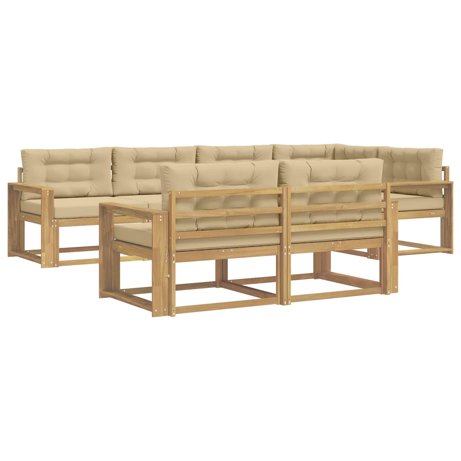Outdoor-Sofagarnitur mit Kissen 6 pcs Weiß und Beige Polyester