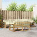 Outdoor-Sofagarnitur mit Kissen 6 pcs Weiß und Creme Polyester