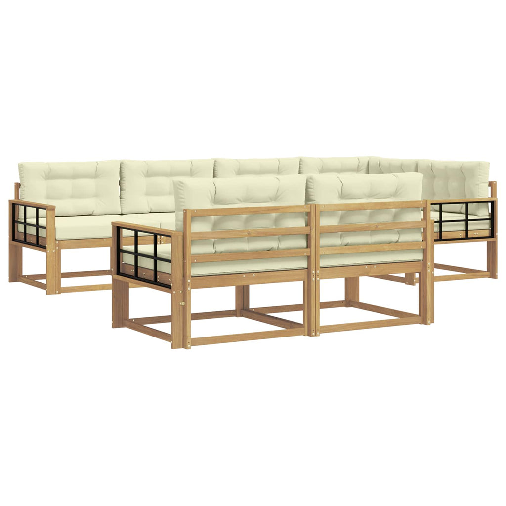 Outdoor-Sofagarnitur mit Kissen 6 pcs Weiß und Creme Polyester