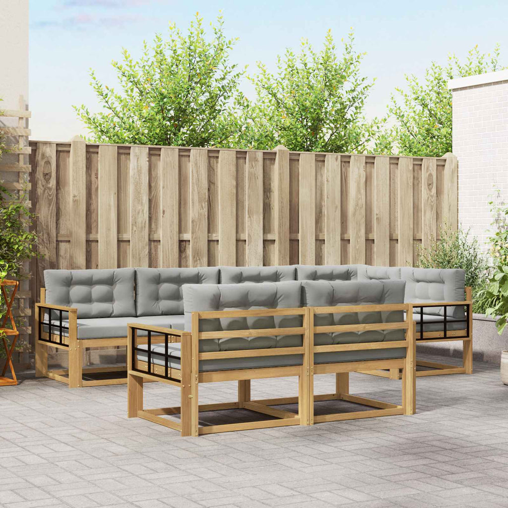 Outdoor-Sofagarnitur 6 pcs Weiß und Hellgrau Polyester