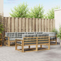 Outdoor-Sofagarnitur 6 pcs Weiß und Hellgrau Polyester