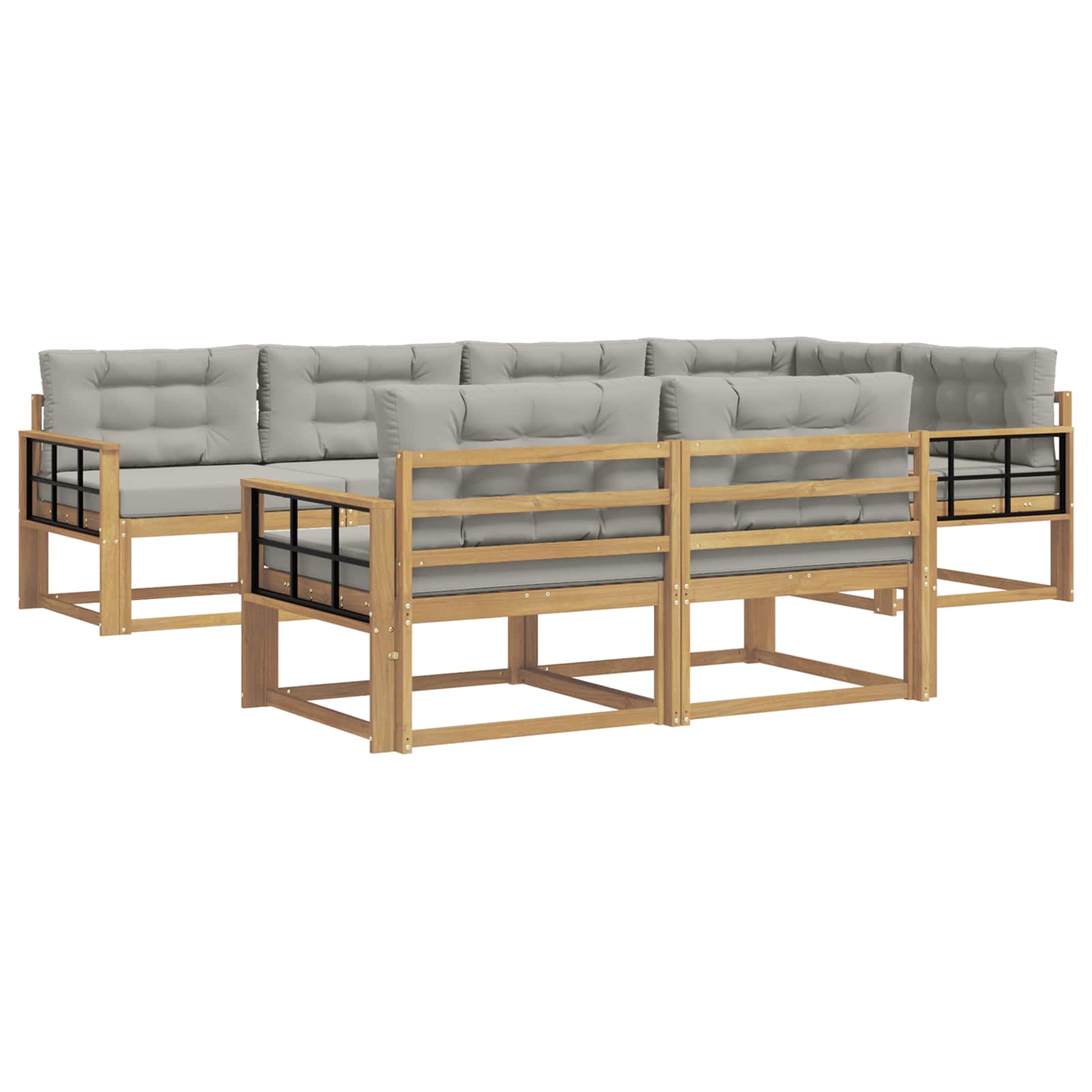 Outdoor-Sofagarnitur 6 pcs Weiß und Hellgrau Polyester