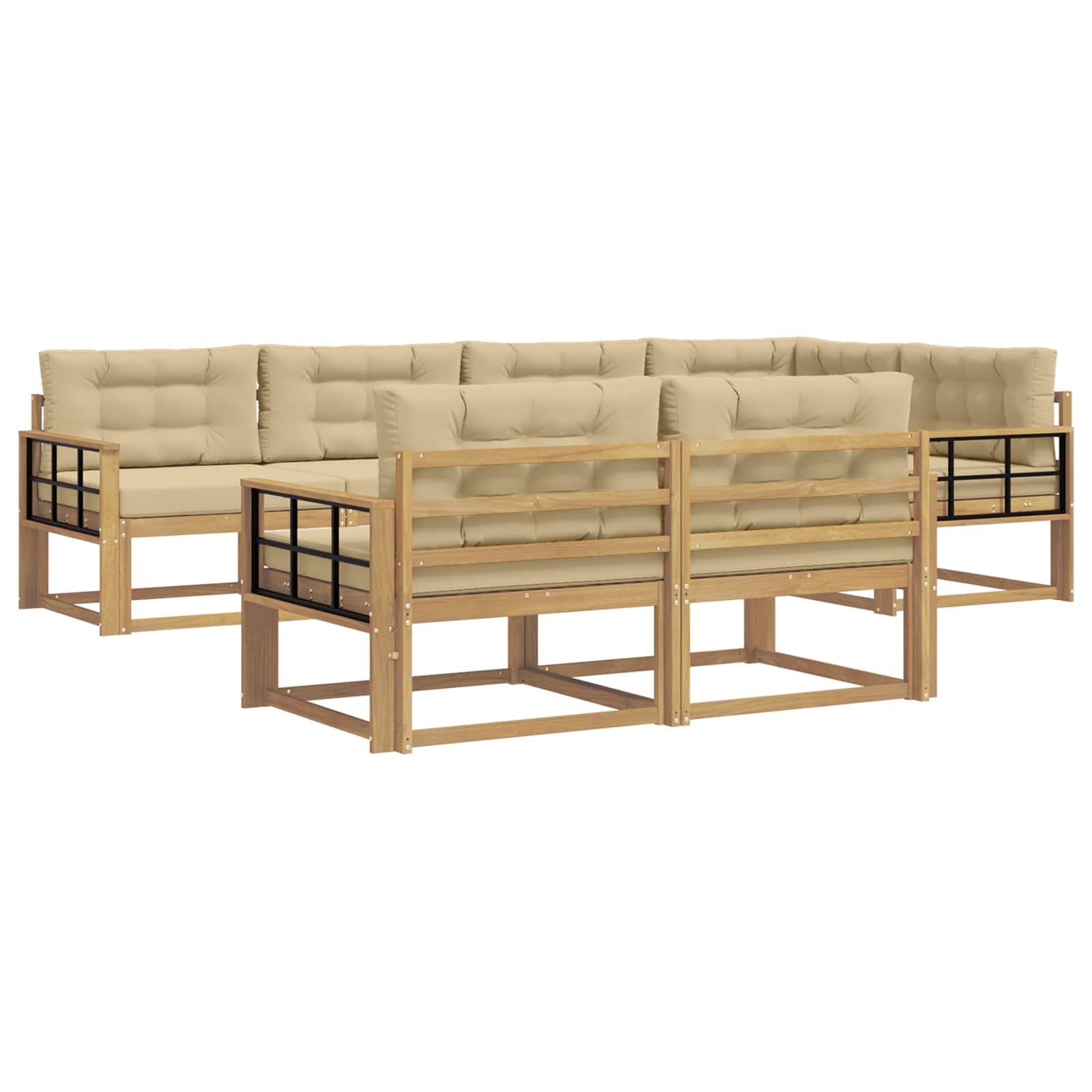 Outdoor-Sofagarnitur mit Kissen 6 pcs Weiß und Beige Polyester