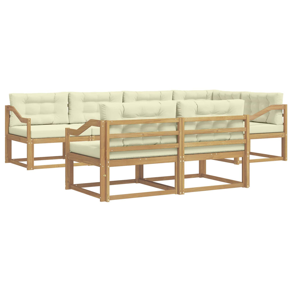 Outdoor-Sofagarnitur mit Kissen 6 pcs Weiß und Creme Polyester