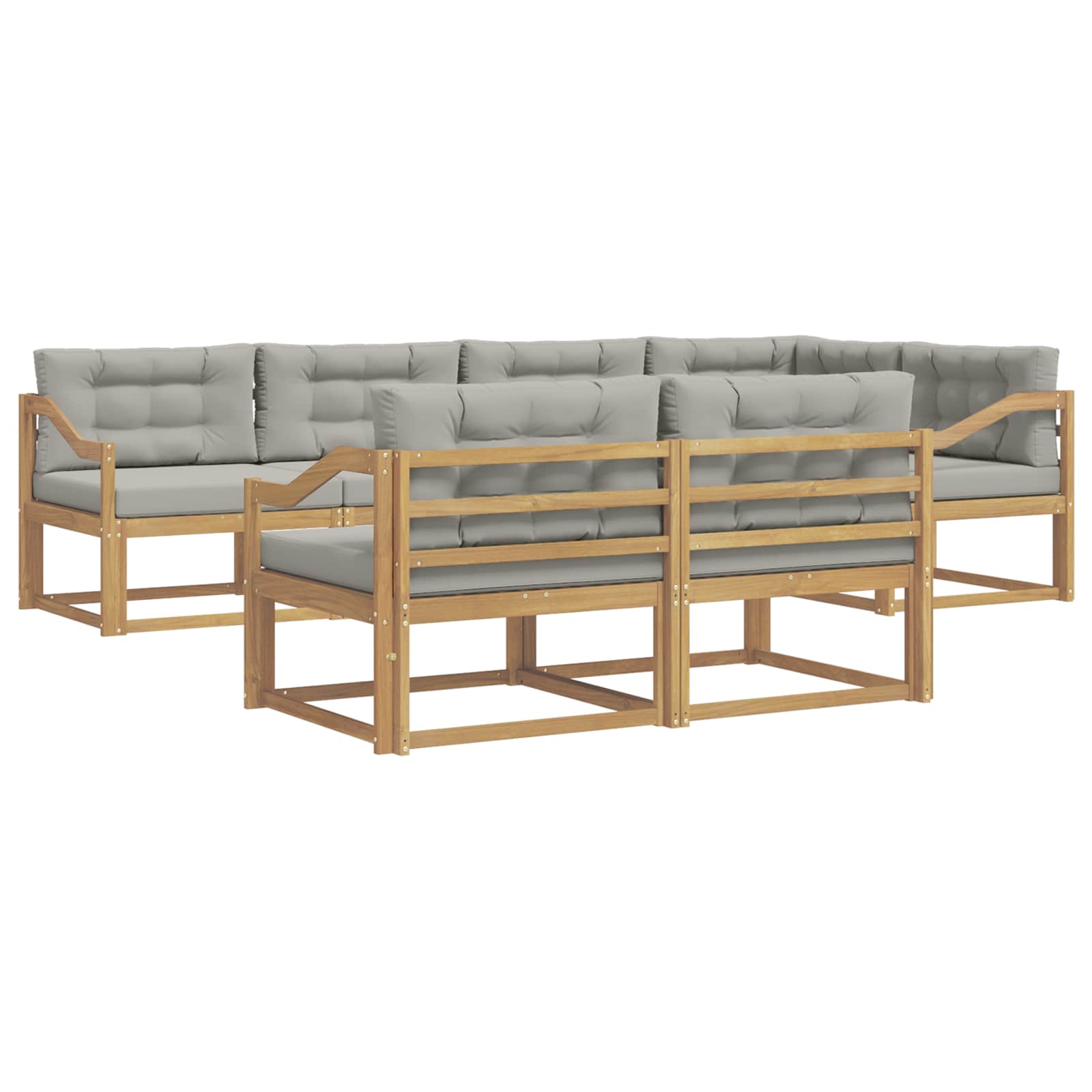 Outdoor-Sofagarnitur 6 pcs Weiß und Hellgrau Polyester