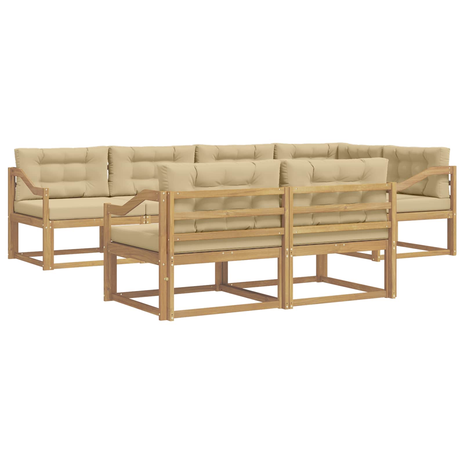 Outdoor-Sofagarnitur mit Kissen 6 pcs Weiß und Beige Polyester